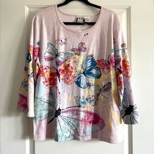 NWOT Take Two Clothing Co. Embellished Butterfly Top size 1X